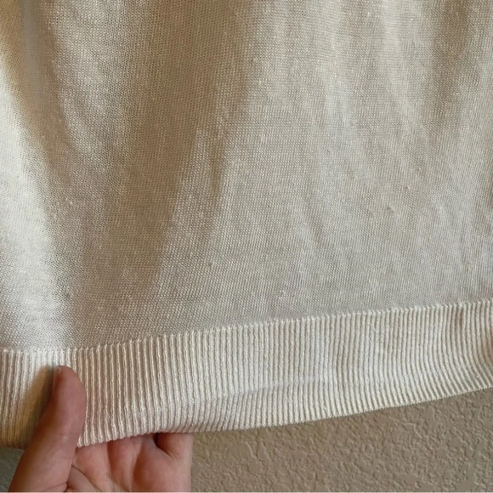 J.CREW Side Button Linen Blend V-neck Sweater in White Women's Size Small - Picture 5 of 9